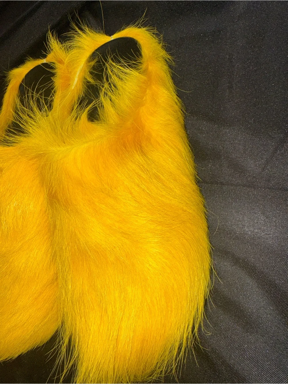 Manolo Blahnik Yellow Faux Fur Small Pet Cushion Slippers